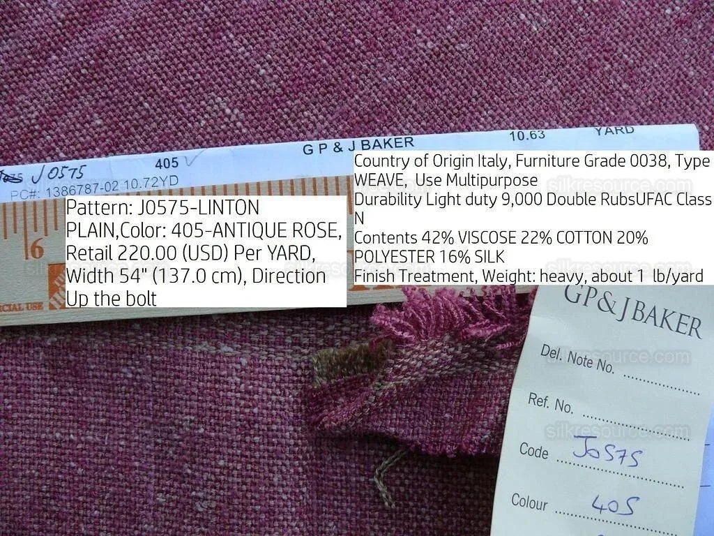 Lee Jofa Gp&amp;j Baker Linton In Antique Rose Pink Woven Rp 220/y