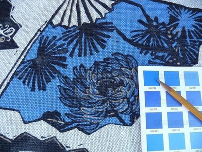 By Yd Lee Jofa Gp&amp;j Baker Batik Fans Jewel Linen Japanese Chrysanthemum Bird Gilded Emperor's Garden MSRP USD 190/y