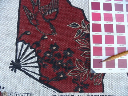 By Yd Lee Jofa Gp&amp;j Baker Batik Fans Jewel Linen Japanese Chrysanthemum Bird Gilded Emperor's Garden MSRP USD 190/y