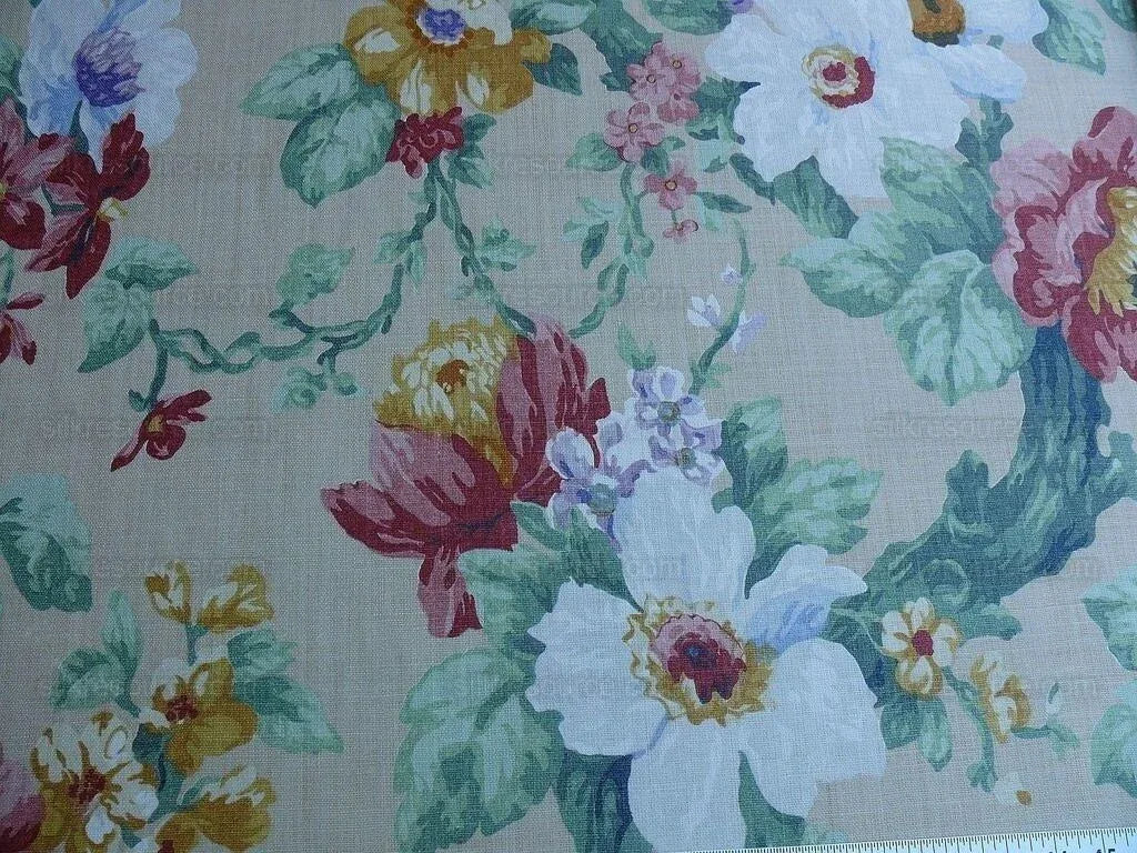 9.3y Lee Jofa Jardin Prive.caramel.o Linen Floral Print MSRP USD 190Y