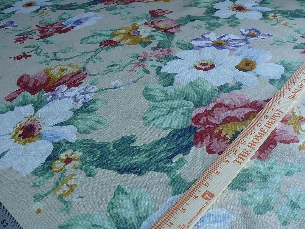 9.3y Lee Jofa Jardin Prive.caramel.o Linen Floral Print MSRP USD 190Y