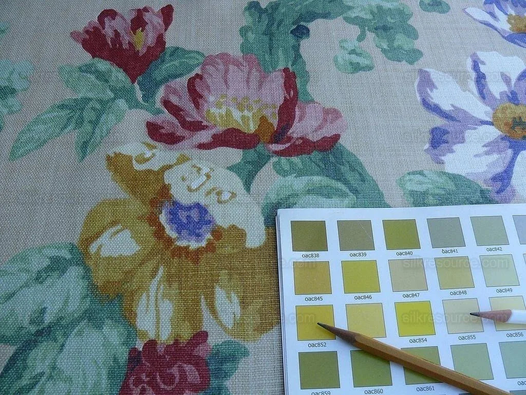 9.3y Lee Jofa Jardin Prive.caramel.o Linen Floral Print MSRP USD 190Y