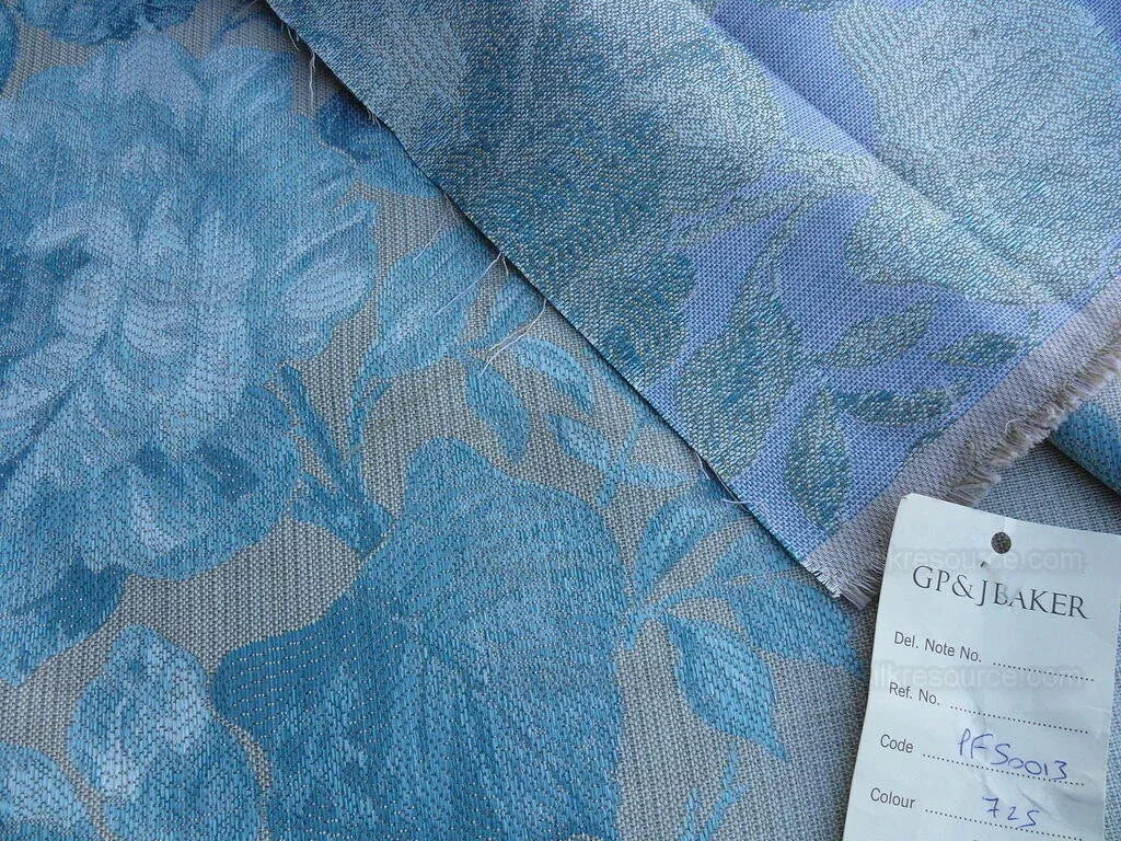 By Yd Lee Jofa Baker Lifestyle Camelia Aqua Blue Brocade Huge Flower Woven MSRP USD 196/y