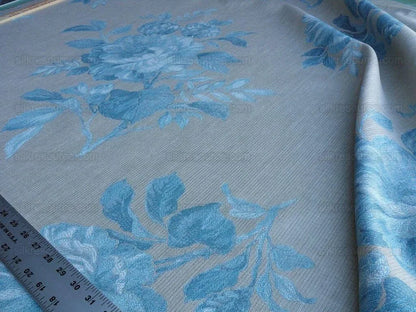 By Yd Lee Jofa Baker Lifestyle Camelia Aqua Blue Brocade Huge Flower Woven MSRP USD 196/y
