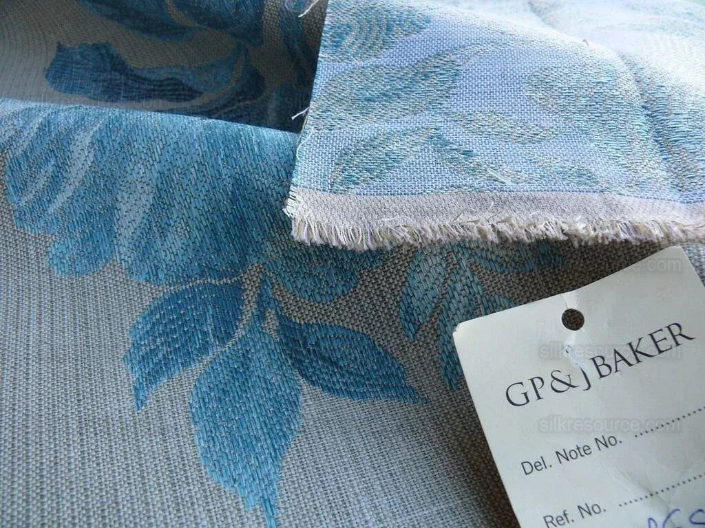 By Yd Lee Jofa Baker Lifestyle Camelia Aqua Blue Brocade Huge Flower Woven MSRP USD 196/y