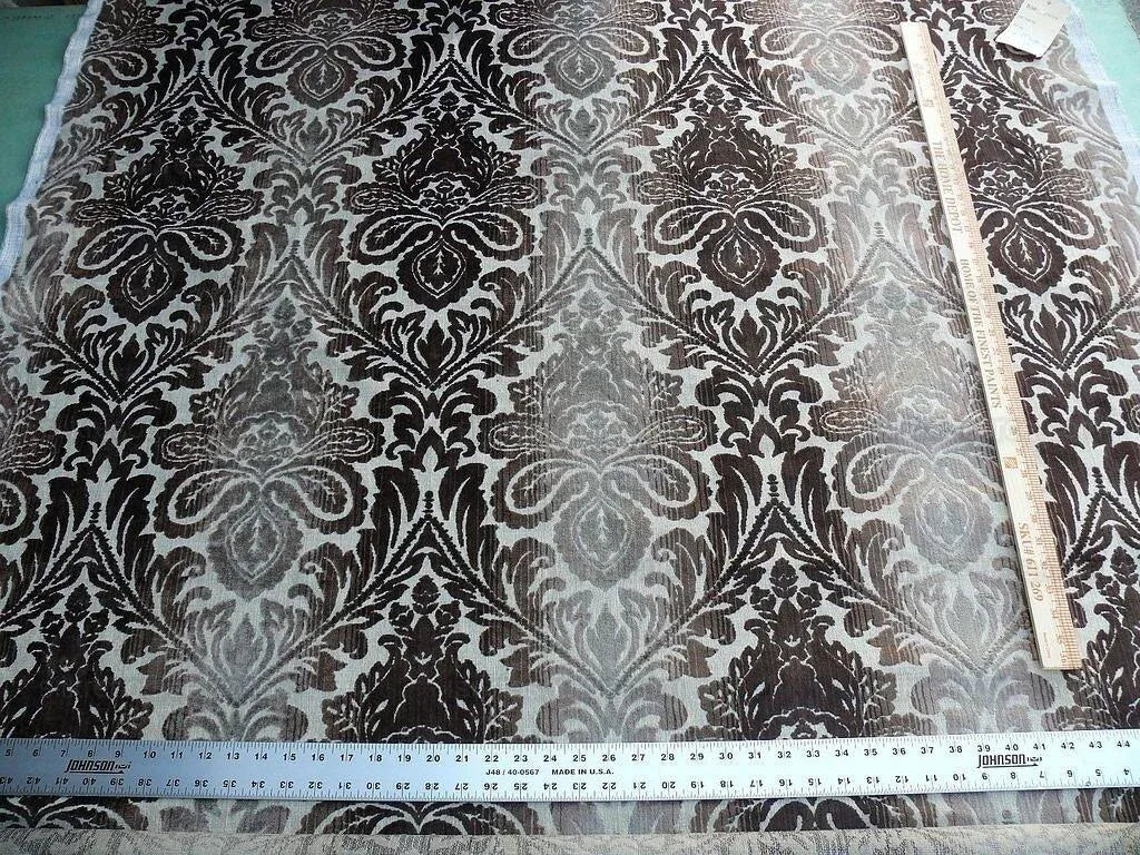 By Yd Lee Jofa Baker Lifestyle Paloma Velvet Brown Rich Chocolate Medallion Cut Velvet MSRP USD 196/y