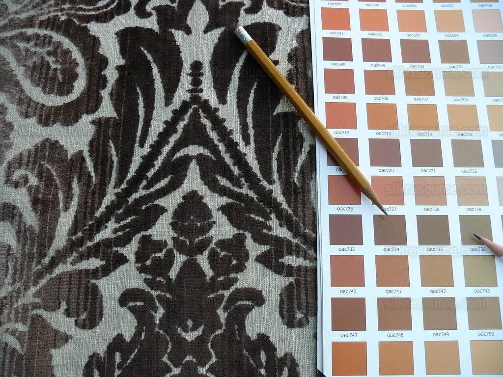 By Yd Lee Jofa Baker Lifestyle Paloma Velvet Brown Rich Chocolate Medallion Cut Velvet MSRP USD 196/y