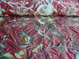 by yard Lee Jofa Dana Embroidery Brick Silk Red Flower Power Tree Of Life MSRP USD 498/y