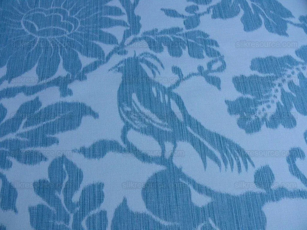 11.2yd Lee Jofa Kali Damask.teal Blue White Bird Flower MSRP USD 190