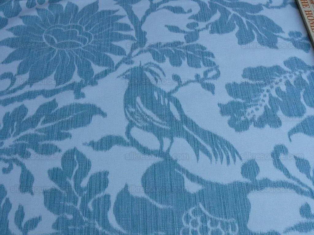 11.2yd Lee Jofa Kali Damask.teal Blue White Bird Flower MSRP USD 190