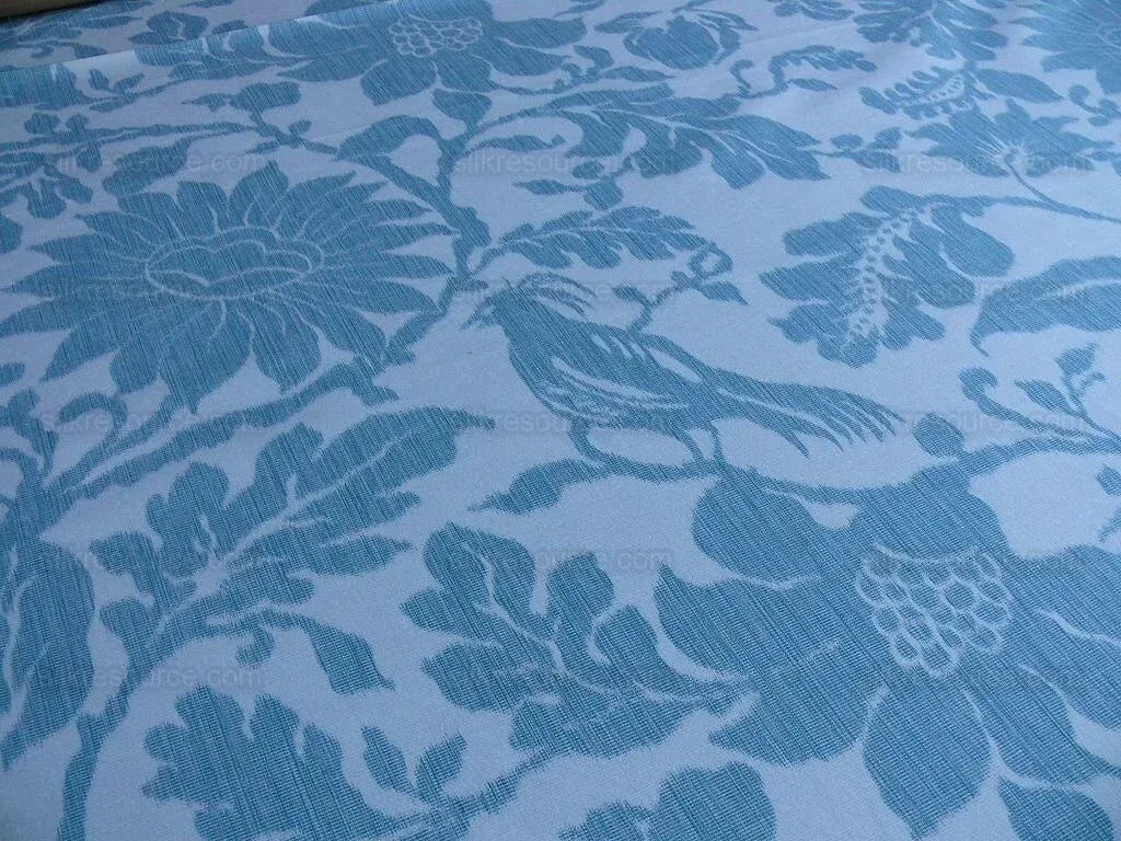 11.2yd Lee Jofa Kali Damask.teal Blue White Bird Flower MSRP USD 190