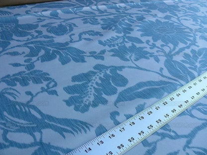 1.5yd Lee Jofa Kali Damask.teal Blue White Bird Flower Linen Cotton Reversible MSRP USD 264/y