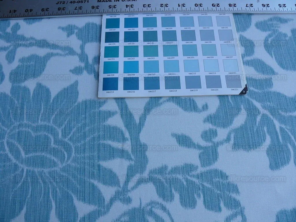 1.5yd Lee Jofa Kali Damask.teal Blue White Bird Flower Linen Cotton Reversible MSRP USD 264/y