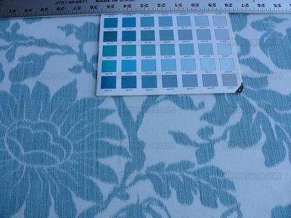 1.5yd Lee Jofa Kali Damask.teal Blue White Bird Flower Linen Cotton Reversible MSRP USD 264/y