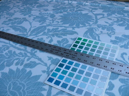 1.5yd Lee Jofa Kali Damask.teal Blue White Bird Flower Linen Cotton Reversible MSRP USD 264/y