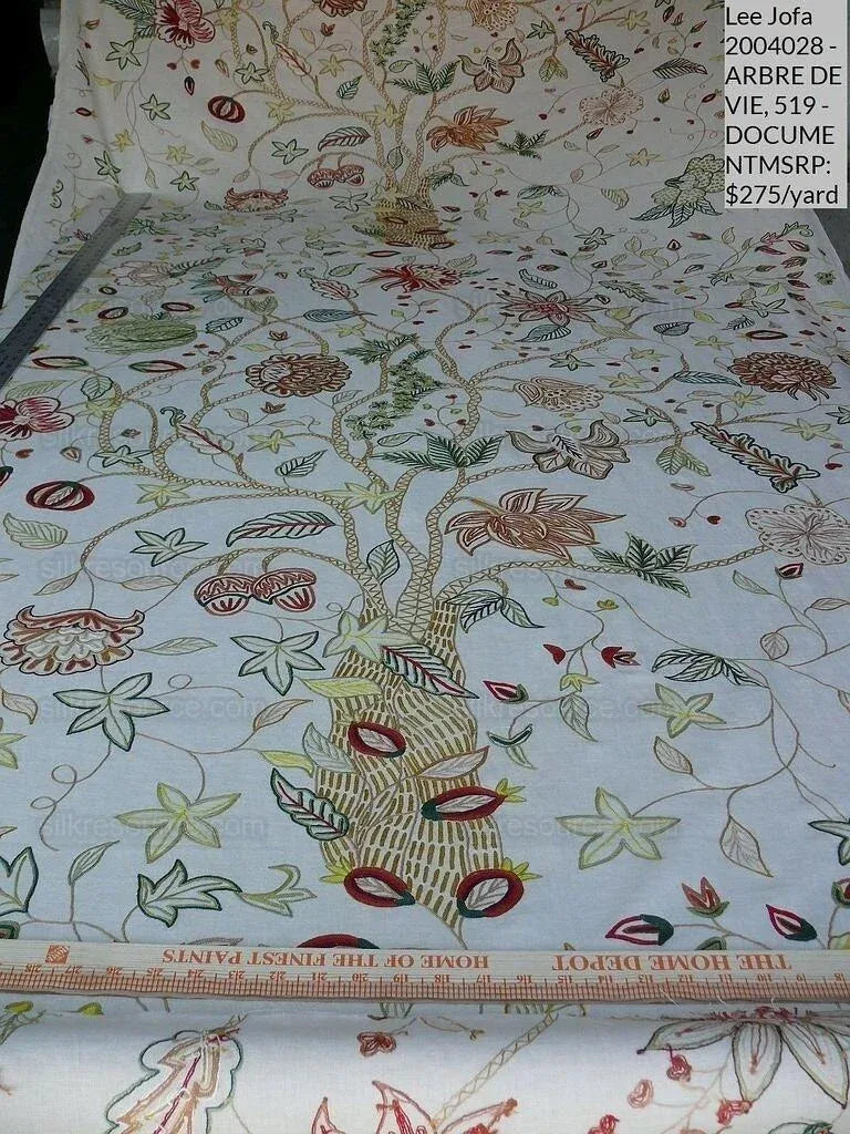 3y Lee Jofa Arbre De Vie.document Stunning Crewel Embroidery Tree of Life Linen Museum Quality