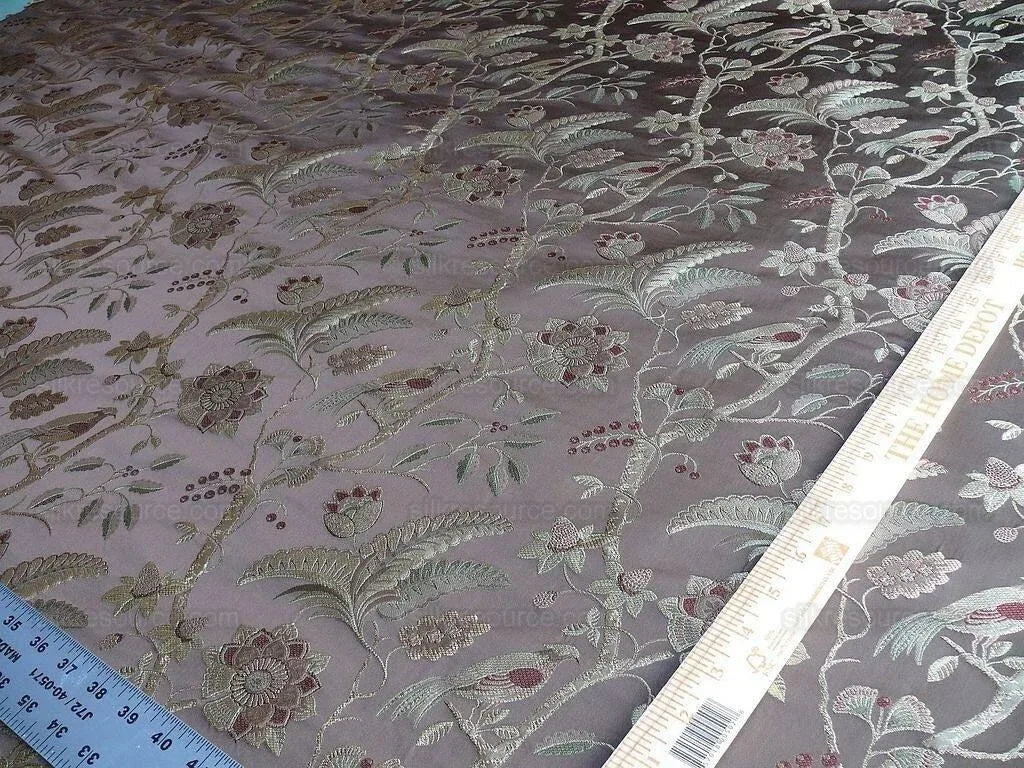 2.5yd Lee Jofa Buttermere Silk.coffee Chinoiserie Silk Lampas Ms