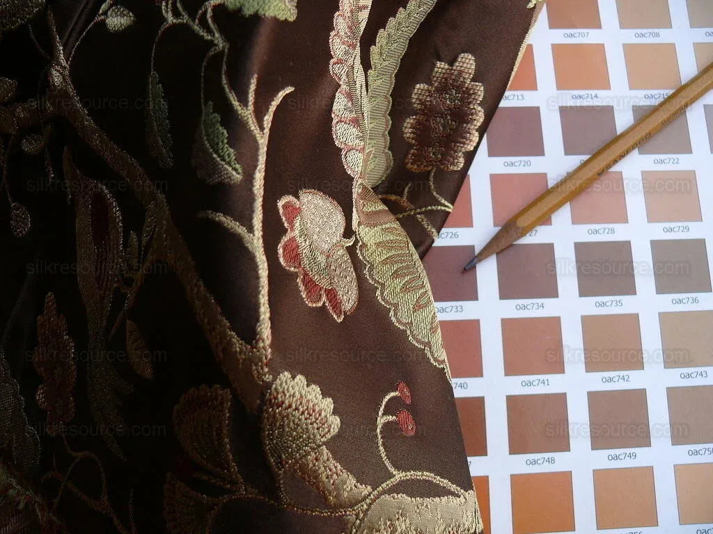 6.88y Lee Jofa Buttermere Silk.coffee Chinoiserie Silk Lampas Ms