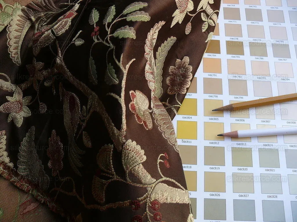 6.88y Lee Jofa Buttermere Silk.coffee Chinoiserie Silk Lampas Ms