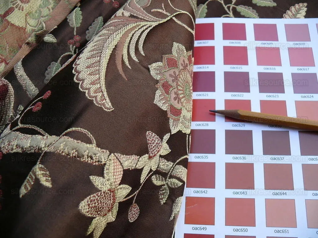 2.5yd Lee Jofa Buttermere Silk.coffee Chinoiserie Silk Lampas Ms