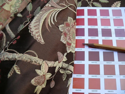 6.88y Lee Jofa Buttermere Silk.coffee Chinoiserie Silk Lampas Ms