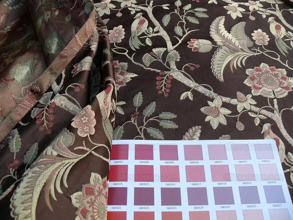 2.5yd Lee Jofa Buttermere Silk.coffee Chinoiserie Silk Lampas Ms