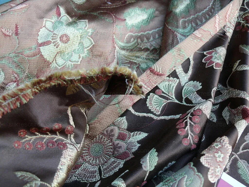 6.88y Lee Jofa Buttermere Silk.coffee Chinoiserie Silk Lampas Ms