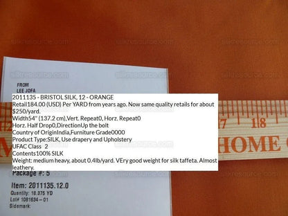 By yard Lee Jofa Bristol Silk Orange Heavy Taffeta MSRP USD 184/Y