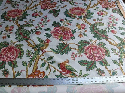 By YARD Lee Jofa Jacobean Tree of Life Large Peony Palampore Chintz orange pink green Chintz Bird of Paradise