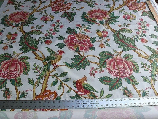 By YARD Lee Jofa Jacobean Tree of Life Large Peony Palampore Chintz orange pink green Chintz Bird of Paradise