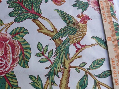 6Y LEE JOFA JACOBEAN TREE.ORANGE/PINK CHINTZ BIRD PARADISE