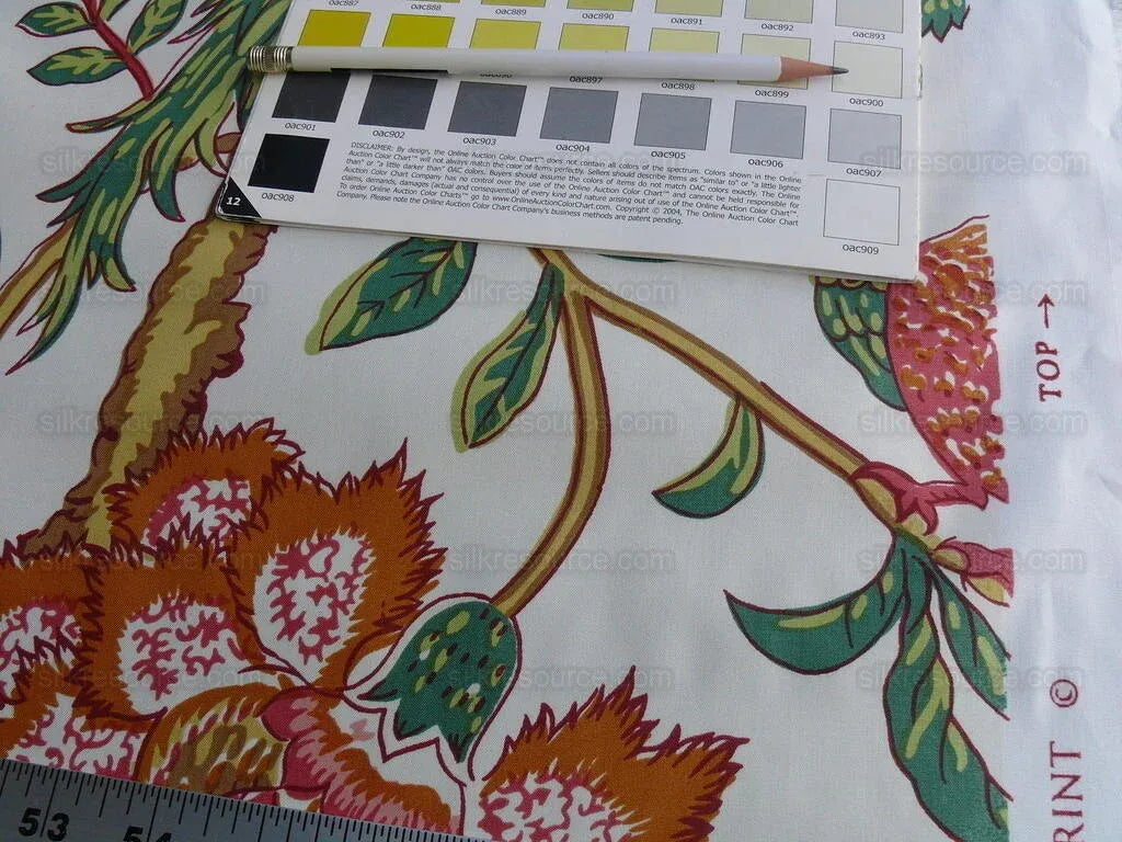By YARD Lee Jofa Jacobean Tree of Life Large Peony Palampore Chintz orange pink green Chintz Bird of Paradise