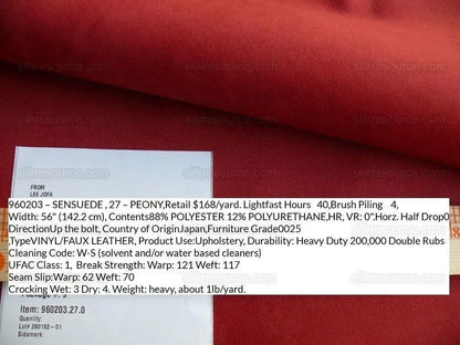 by yard Lee Jofa Japanese Sensuede Peony Pink Crisp Red Solid Polyester MSRP USD 168/Y