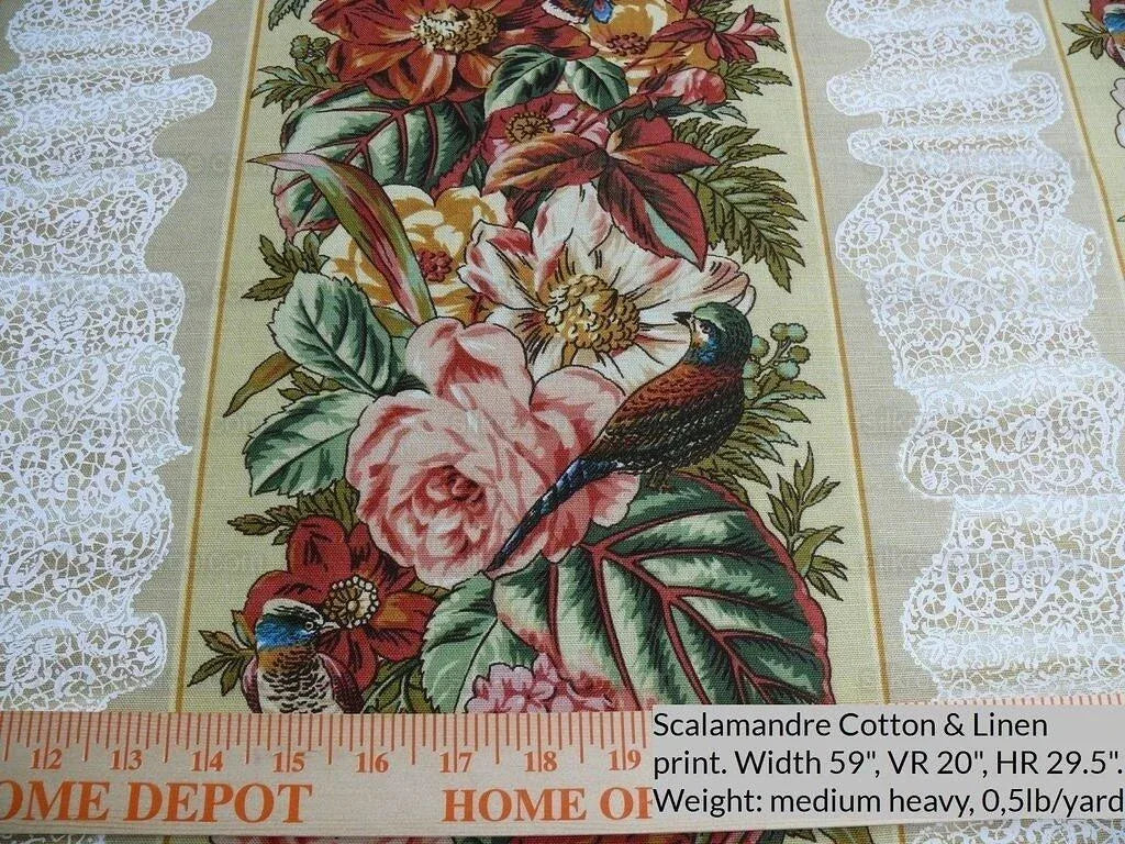 Scalamandre  Point de Venise Multi/Vanilla Stripe Botanical Beige White MSRP USD128/y