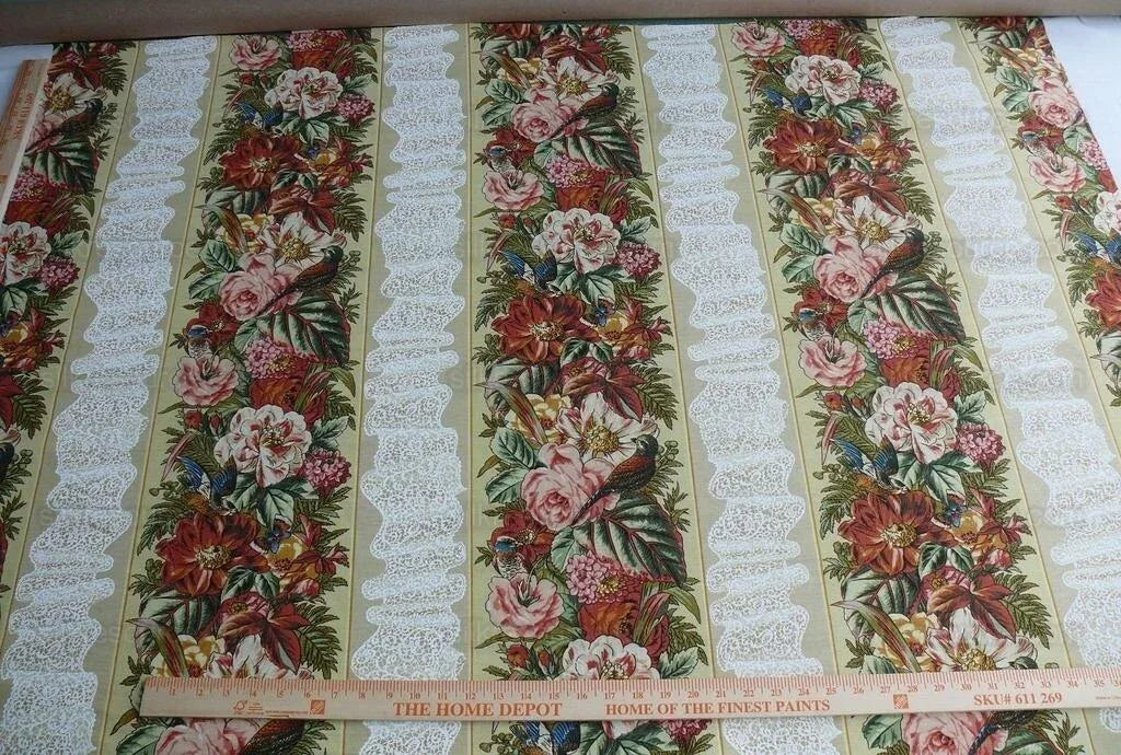 Scalamandre  Point de Venise Multi/Vanilla Stripe Botanical Beige White MSRP USD128/y