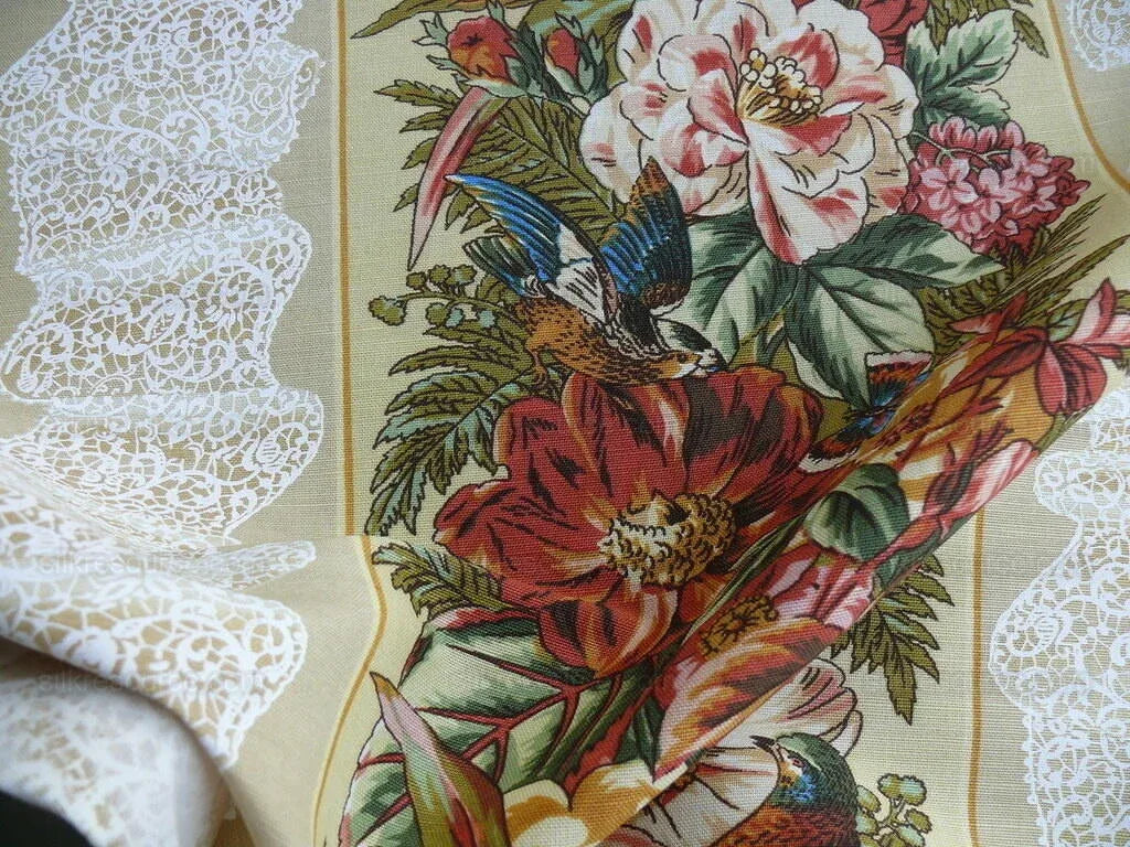 Scalamandre  Point de Venise Multi/Vanilla Stripe Botanical Beige White MSRP USD128/y