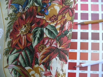 Scalamandre  Point de Venise Multi/Vanilla Stripe Botanical Beige White MSRP USD128/y