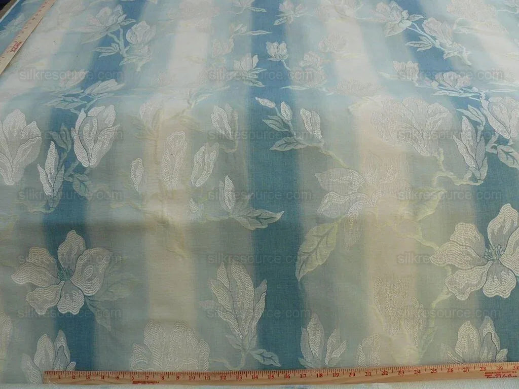 By Yard Lee Jofa Magnolia Damask Aqua Weave Blue Cream MSRP USD296/yard
