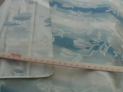 By Yard Lee Jofa Magnolia Damask Aqua Weave Blue Cream MSRP USD296/yard