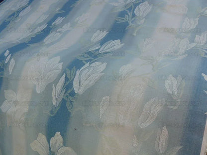 By Yard Lee Jofa Magnolia Damask Aqua Weave Blue Cream MSRP USD296/yard