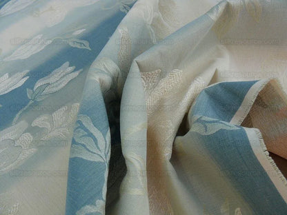 By Yard Lee Jofa Magnolia Damask Aqua Weave Blue Cream MSRP USD296/yard