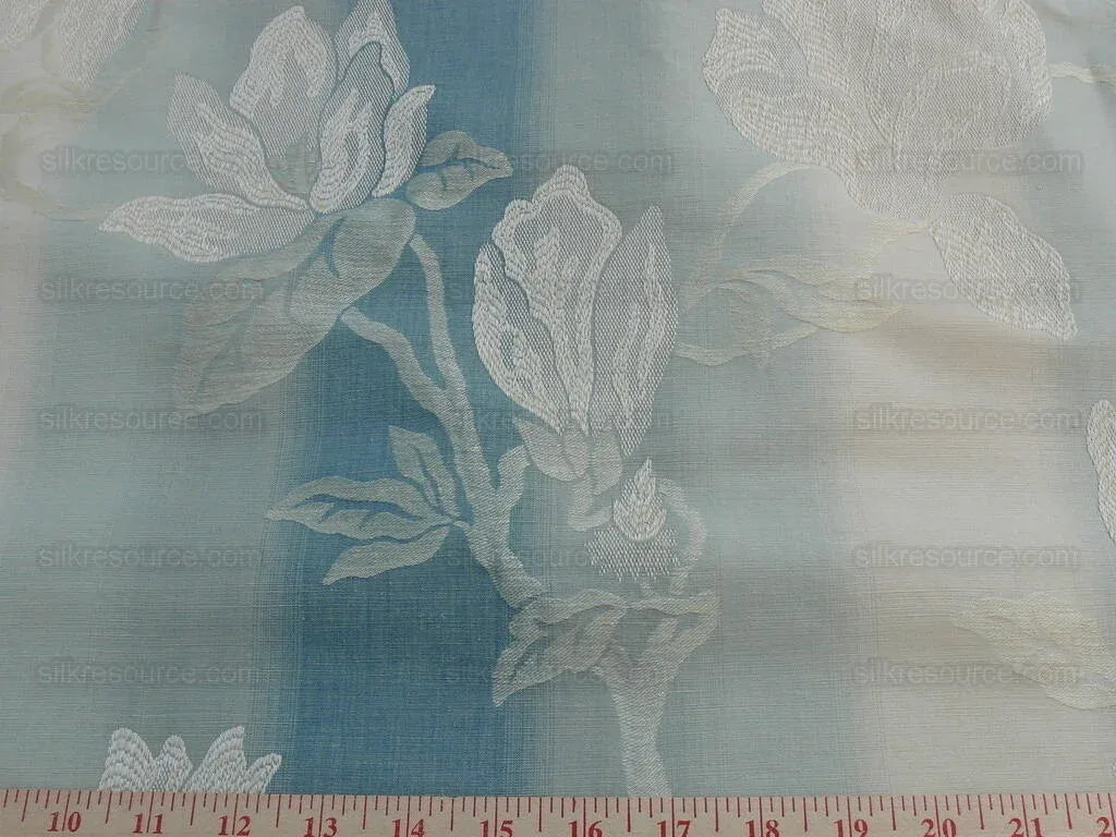 By Yard Lee Jofa Magnolia Damask Aqua Weave Blue Cream MSRP USD296/yard