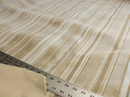 Brunschwig & Fils Lavinia Silk Velvet Cut Velvet Stripe Beige Cream White Tan Birch Very Heavy MSRP USD 436/Yard