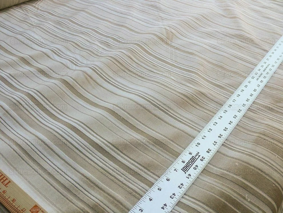 Brunschwig & Fils Lavinia Silk Velvet Cut Velvet Stripe Beige Cream White Tan Birch Very Heavy MSRP USD 436/Yard