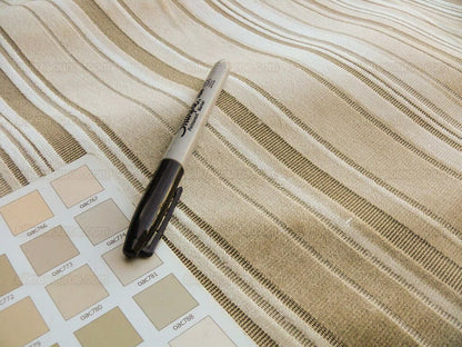 Brunschwig & Fils Lavinia Silk Velvet Cut Velvet Stripe Beige Cream White Tan Birch Very Heavy MSRP USD 436/Yard