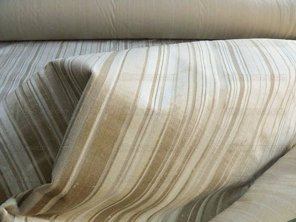 Brunschwig & Fils Lavinia Silk Velvet Cut Velvet Stripe Beige Cream White Tan Birch Very Heavy MSRP USD 436/Yard