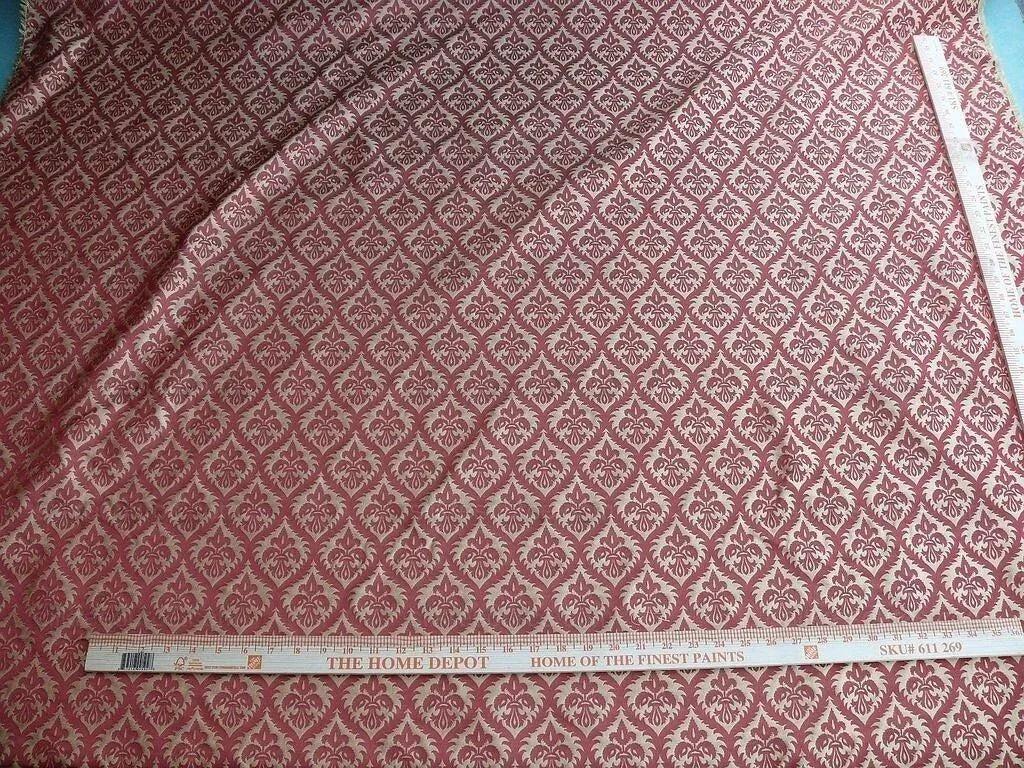 Kravet Red &amp; Gold Small Medallion Crest Silk Damask Reversible MSRP USD 159/Y