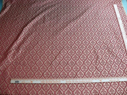 Kravet Red &amp; Gold Small Medallion Crest Silk Damask Reversible MSRP USD 159/Y