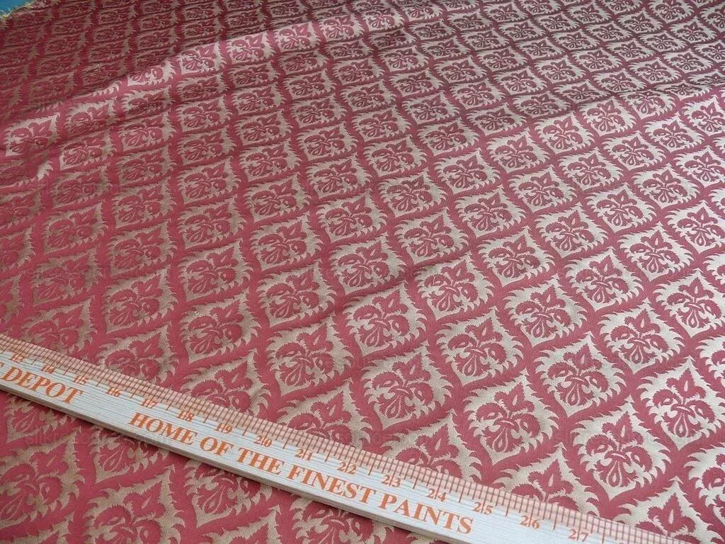 Kravet Red &amp; Gold Small Medallion Crest Silk Damask Reversible MSRP USD 159/Y