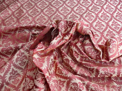 Kravet Red &amp; Gold Small Medallion Crest Silk Damask Reversible MSRP USD 159/Y